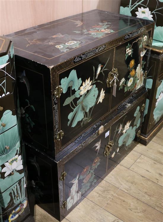 A pair of lacquered Chinese cabinets, W.92cm